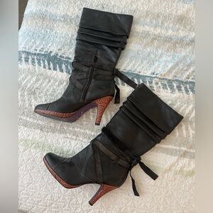 Beautiful Black Leather Boots Size 8 1/2
